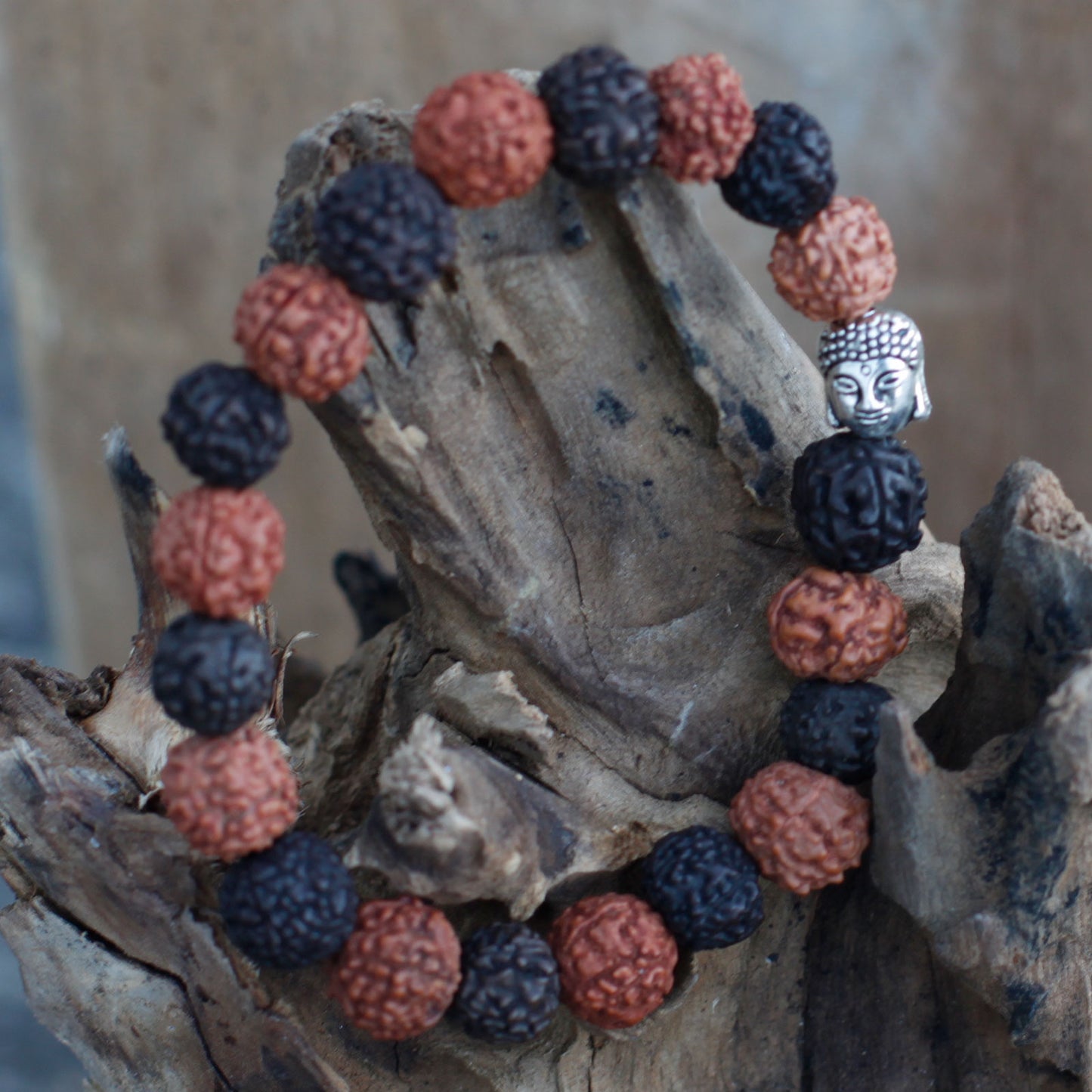 Rudraksha Buddha Bangle Mala - Due Colori
