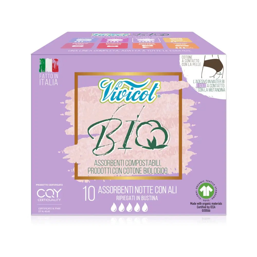 Assorbenti Ali Notte in Cotone Bio Compostabili