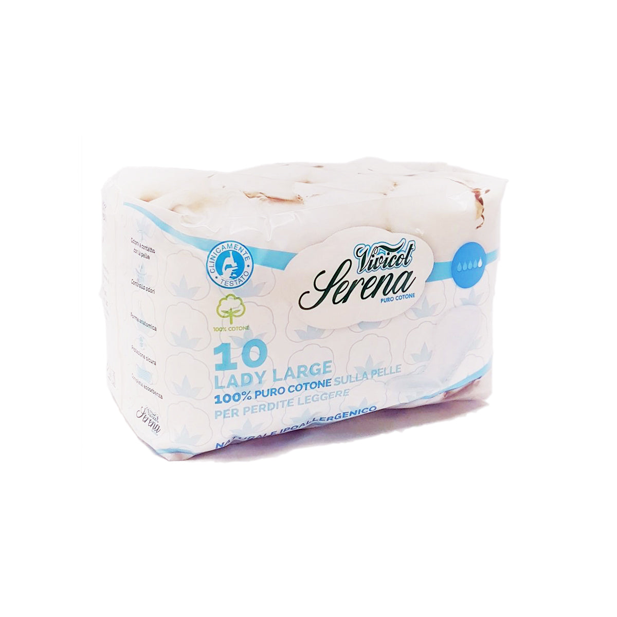 Serena Bio Cotone assorbenti lady Leggera Incontinenza e Post Parto LARGE