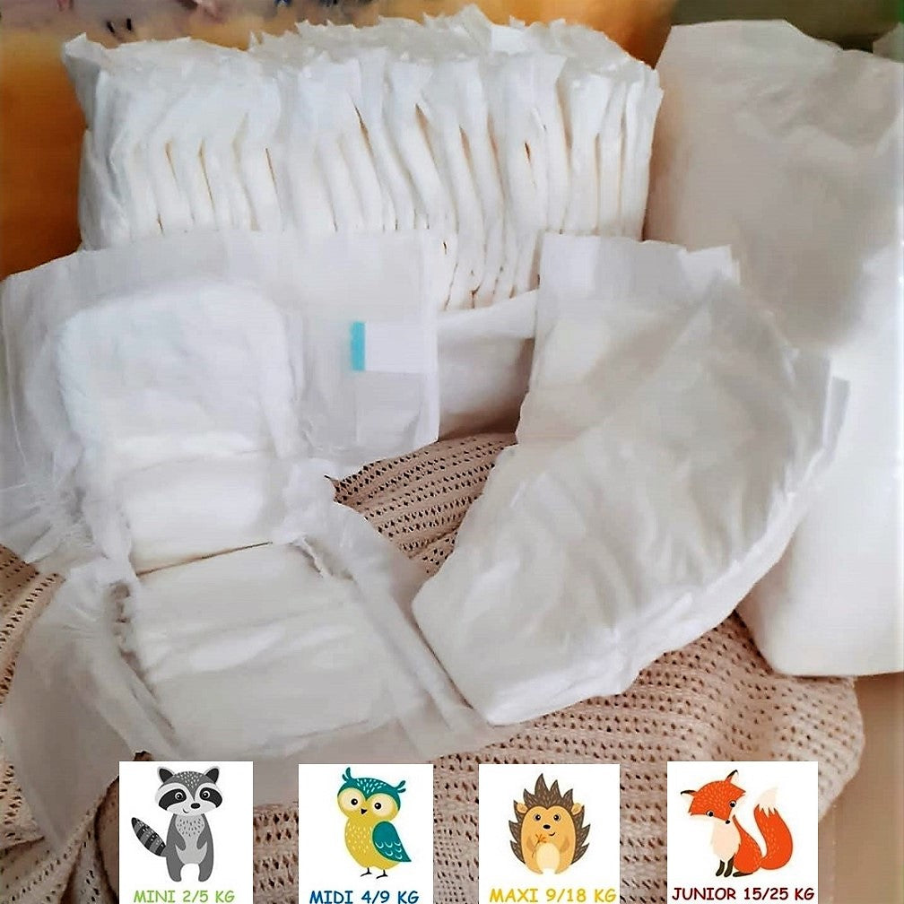 cartone scontato da sei confezioni"Scopri i nostri pannolini bambino naturali, realizzati con materiali naturale per il massimo comfort e rispetto dell'ambiente."