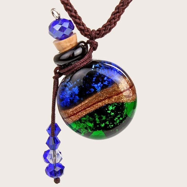 Collana Aromaterapia Con Bottiglietta In Vetro Colorato