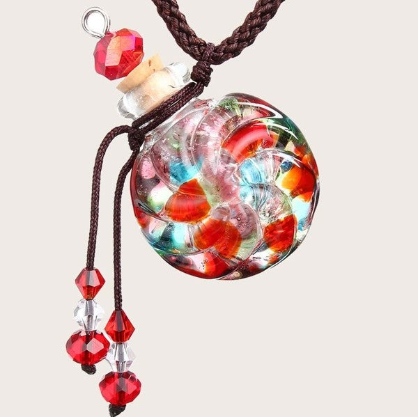 Collana Aromaterapia Con Bottiglietta In Vetro Colorato