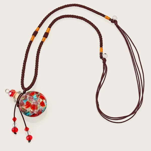 Collana Aromaterapia Con Bottiglietta In Vetro Colorato