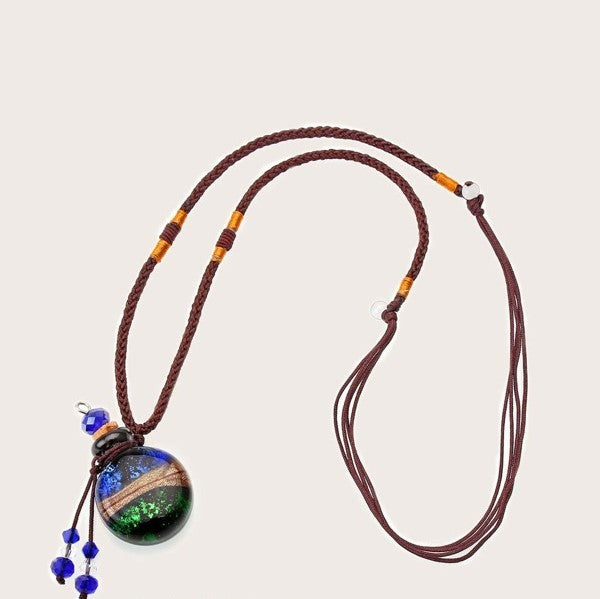 Collana Aromaterapia Con Bottiglietta In Vetro Colorato