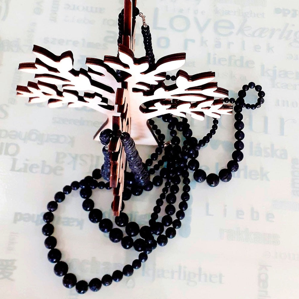 Collana In Pietra Lavica Naturale