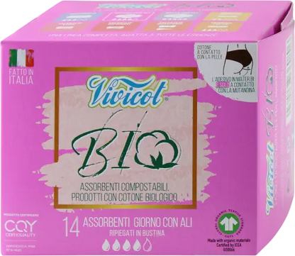 Assorbenti Ali Giorno in Cotone Bio Compostabili
