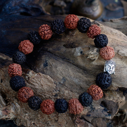 Rudraksha Buddha Bangle Mala - Due Colori