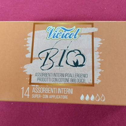 Tamponi assorbenti Interni/puro cotone Biologico- Con Applicatore