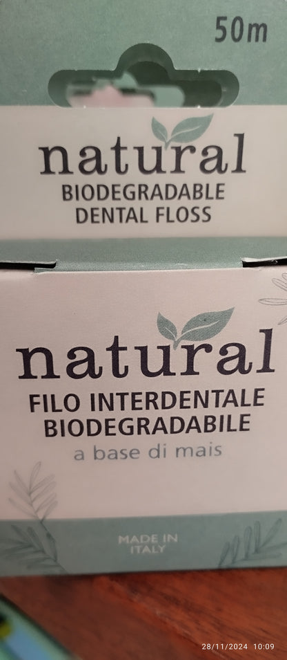 Filo interdentale a base di mais Ecosostenibile 50m