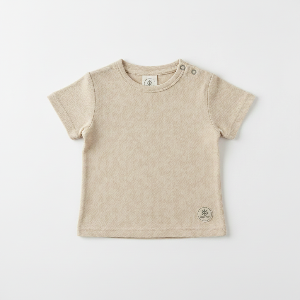 Magliettina maniche corte beige tinta unita