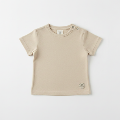 Magliettina maniche corte beige tinta unita