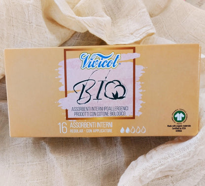Tamponi assorbenti Interni/puro cotone Biologico- Con Applicatore