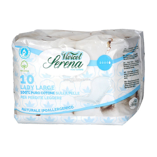 Serena Bio Cotone assorbenti lady Leggera Incontinenza e Post Parto LARGE