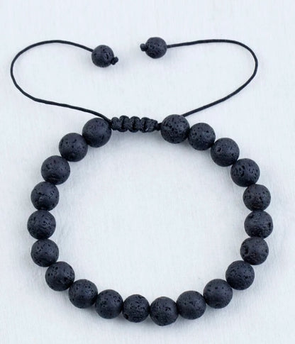 Bracciale In Pietra Lavica Naturale e Pietre Dure Con Cordino Regolabile