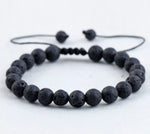 Bracciale In Pietra Lavica Naturale e Pietre Dure Con Cordino Regolabile